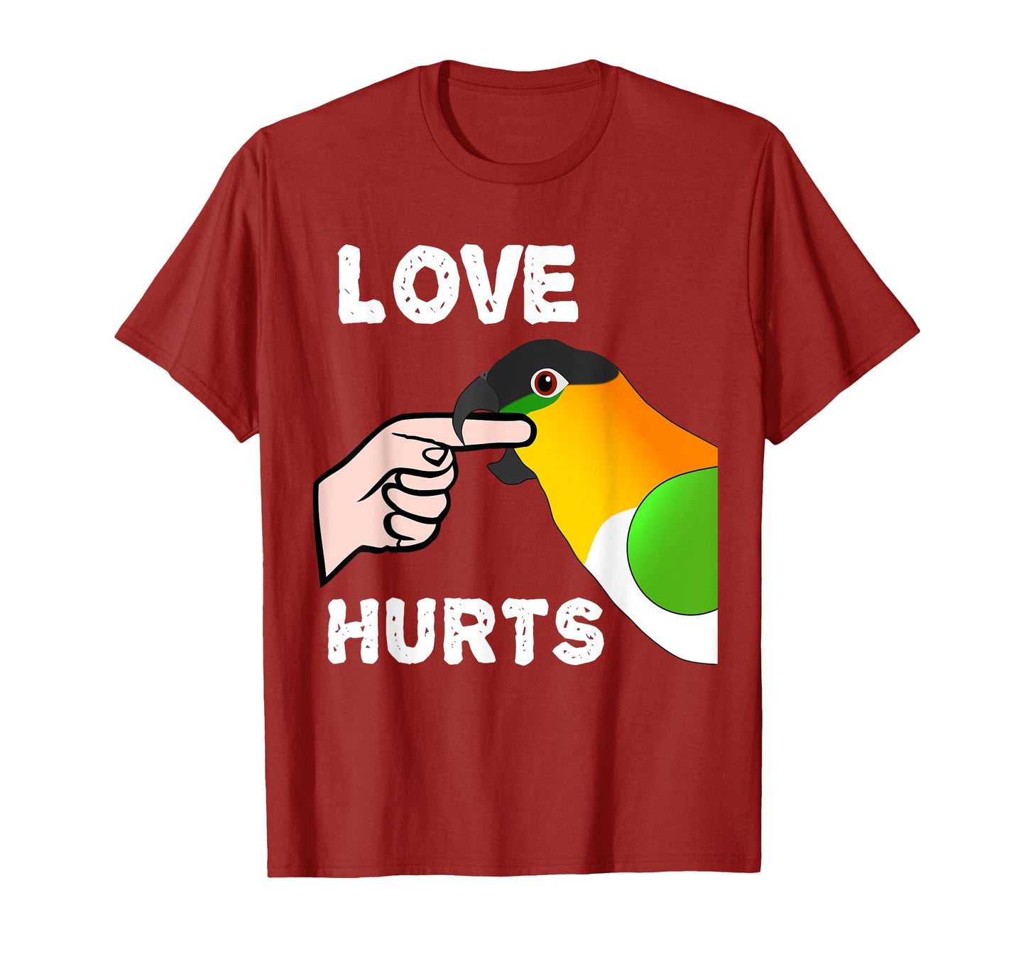 Black Headed Caique Parrot Love Hurts T-Shirt