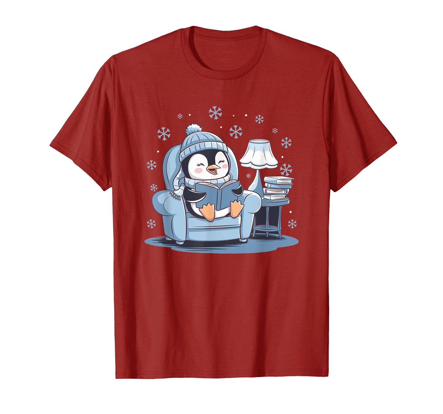 Penguin Reading Arctic Wildlife Animal Winter Snow Lover T-Shirt