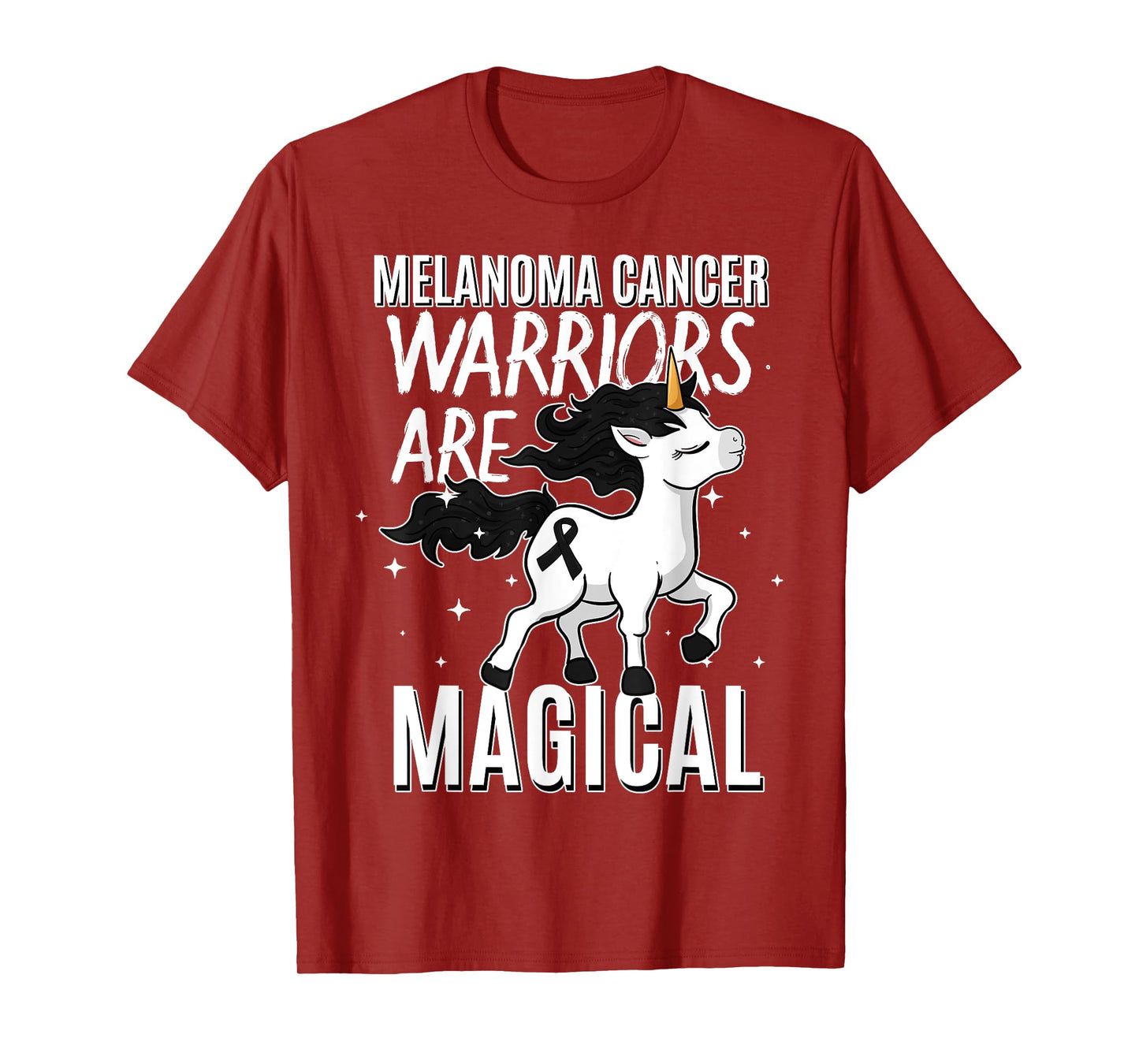 Melanoma Cancer Magical Unicorn Black Ribbon Dermatologist T-Shirt