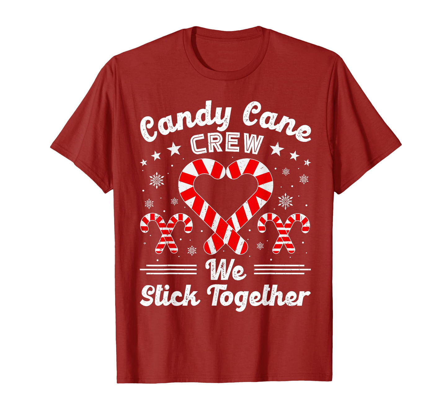 Christmas Candy Cane Heart Crew Family Matching Pajamas T-Shirt