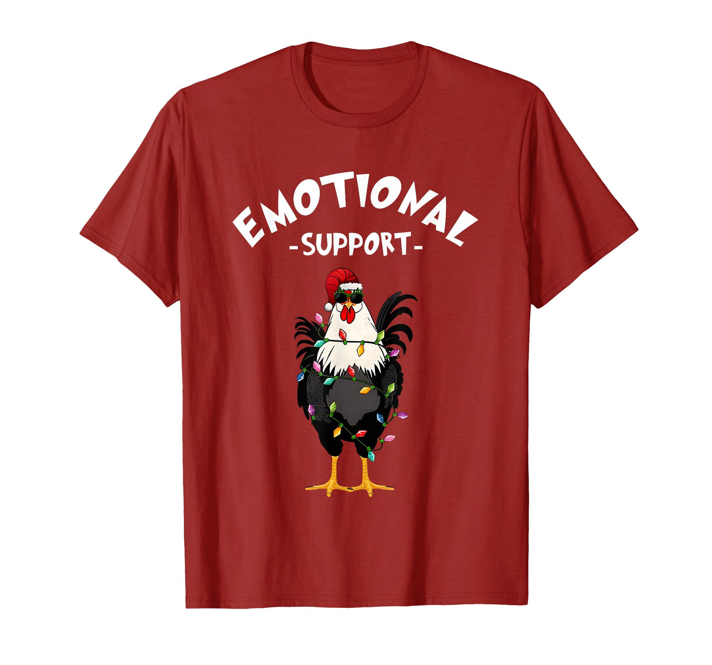 Chicken Emotional Support Cock Funny Christmas T-Shirt