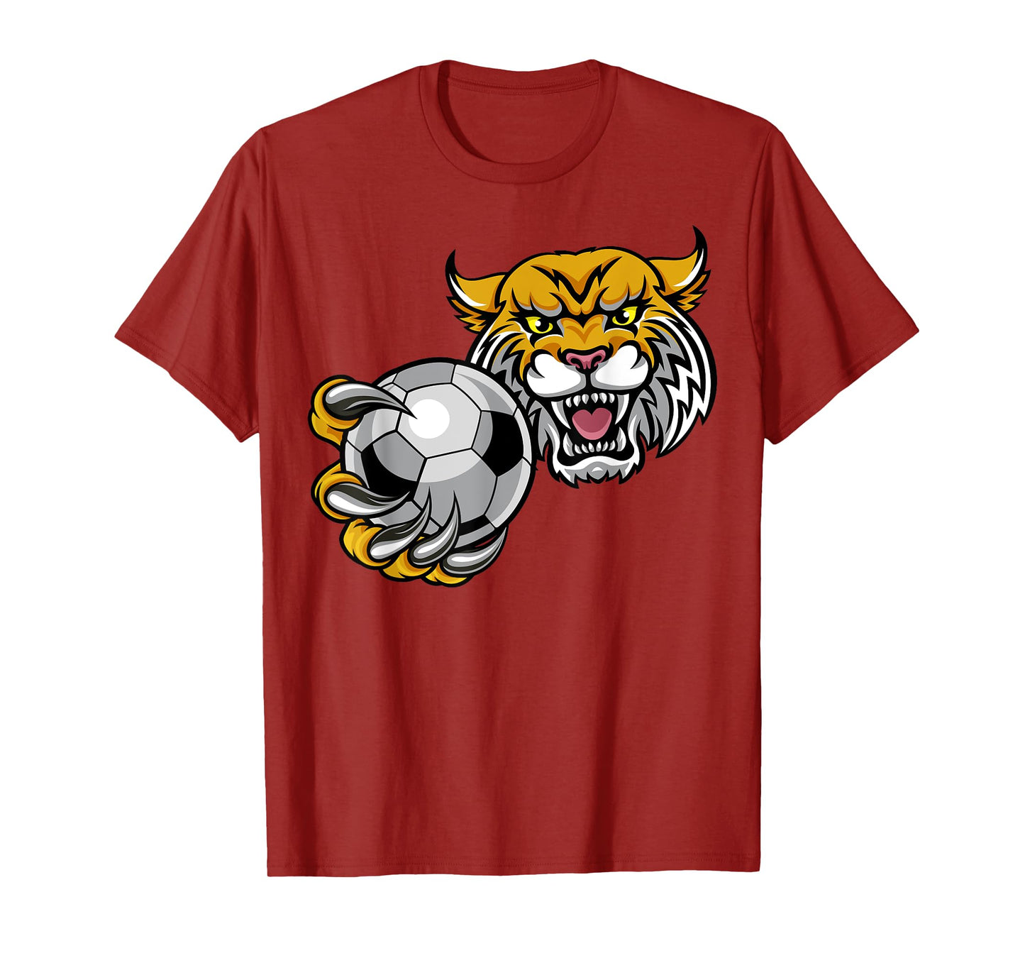 Wildcat Sports Team Mascot Holding Soccer Football Ball T-Shirt for Men Women Kids