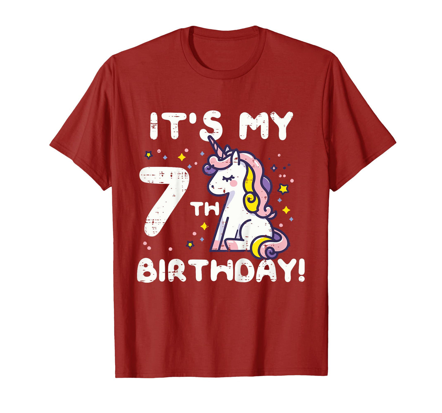 Its My 7th Birthday Unicorn Cute 7 Year Old Bday Girls Kids T-Shirt