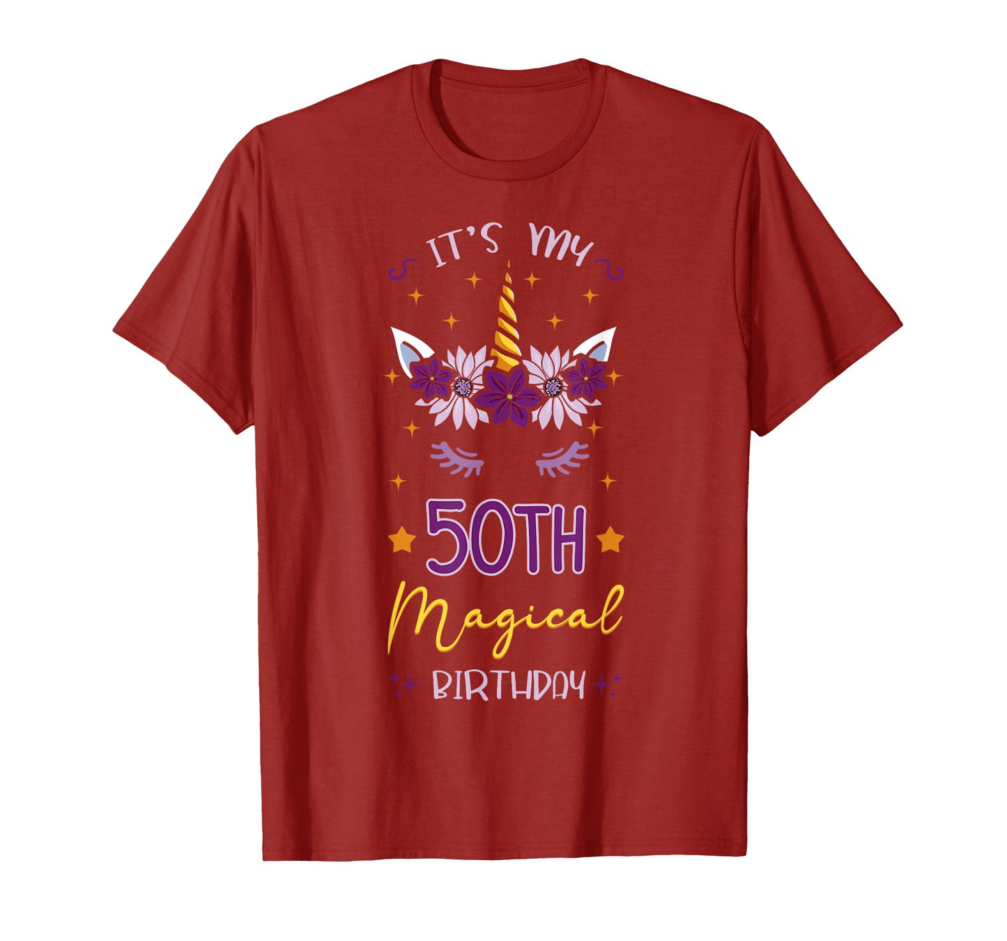 It's My 50th Magical Birthday Unicorn Floral Horn Party T-Shirt