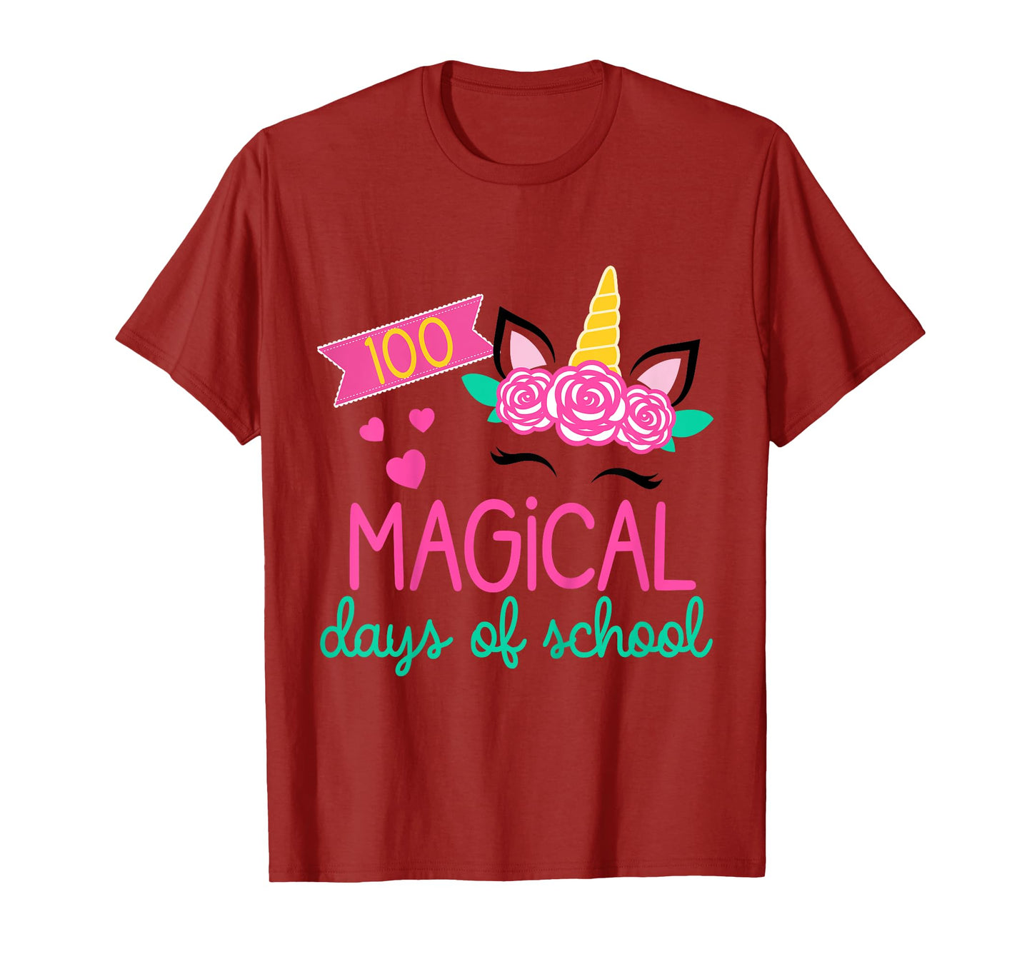 100 Days of School Girls Unicorn 100 Magical Days of School T-Shirt