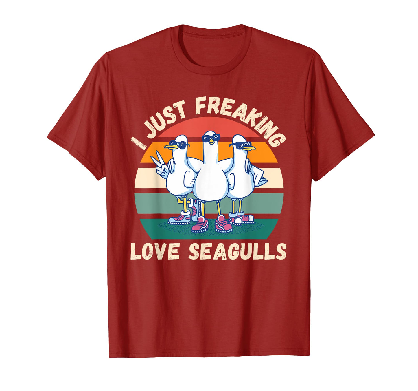 Retro Seagulls I Just Freaking Love Seagulls Bird Lover T-Shirt