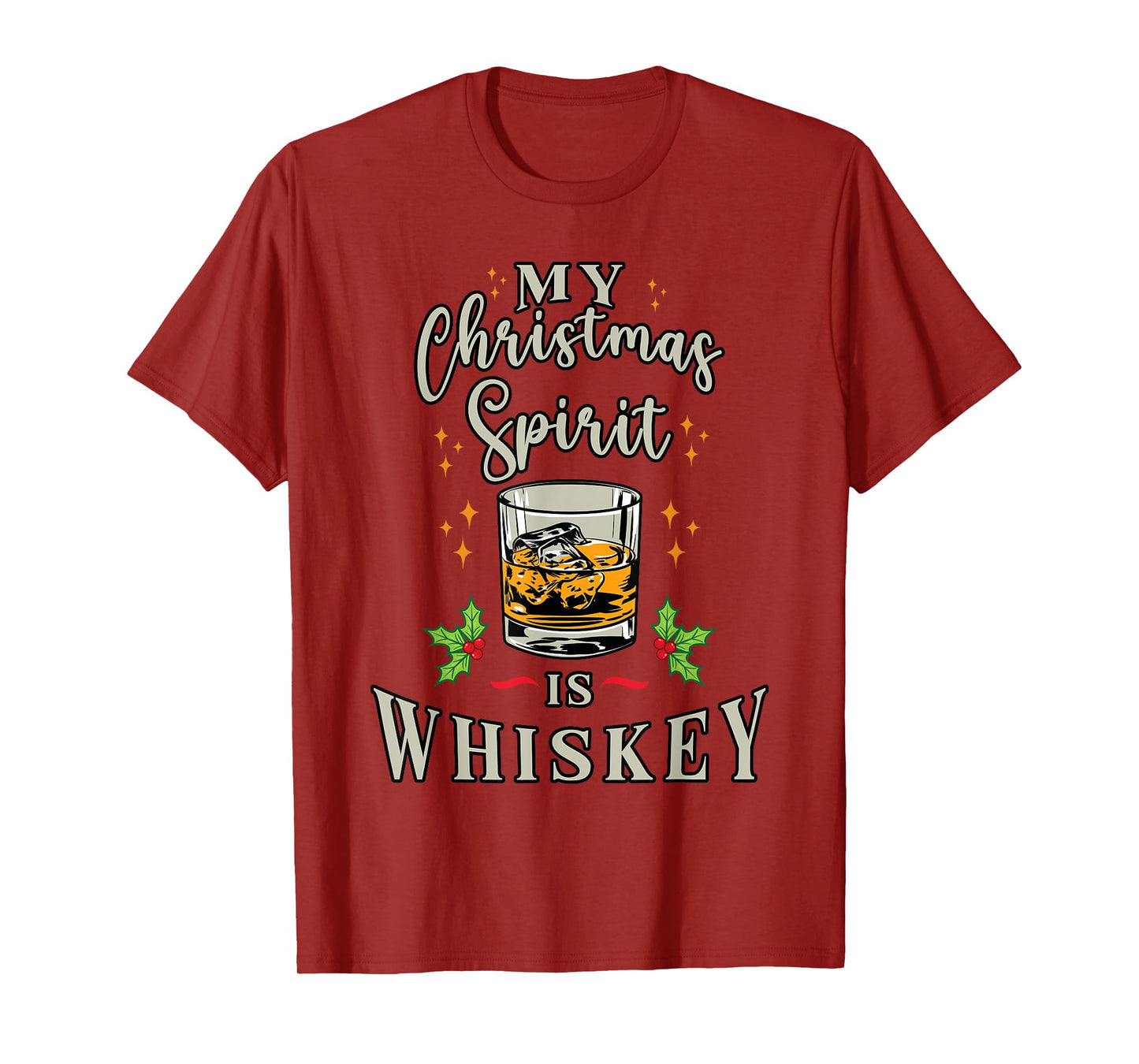 Merry Christmas Spirit is Whiskey Bourbon Funny Drinking T-Shirt