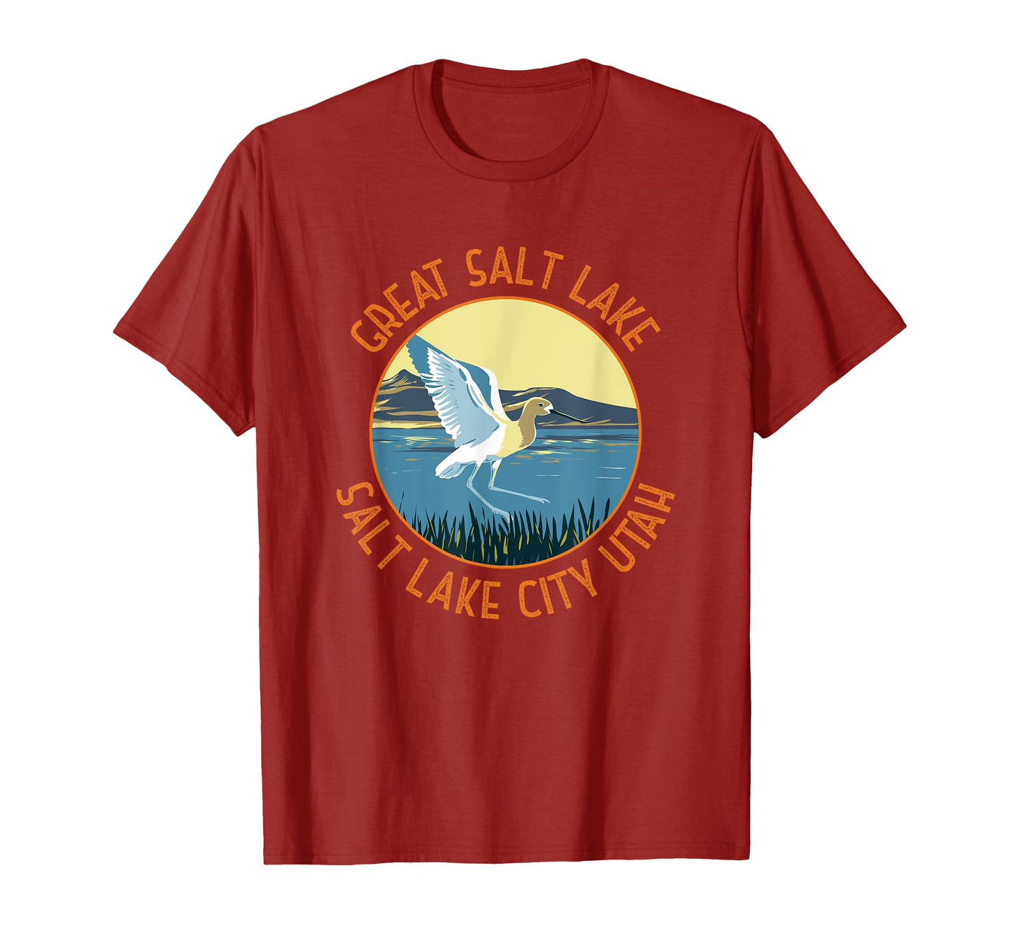 Great Salt Lake American Avocet Retro Distressed Circle T-Shirt