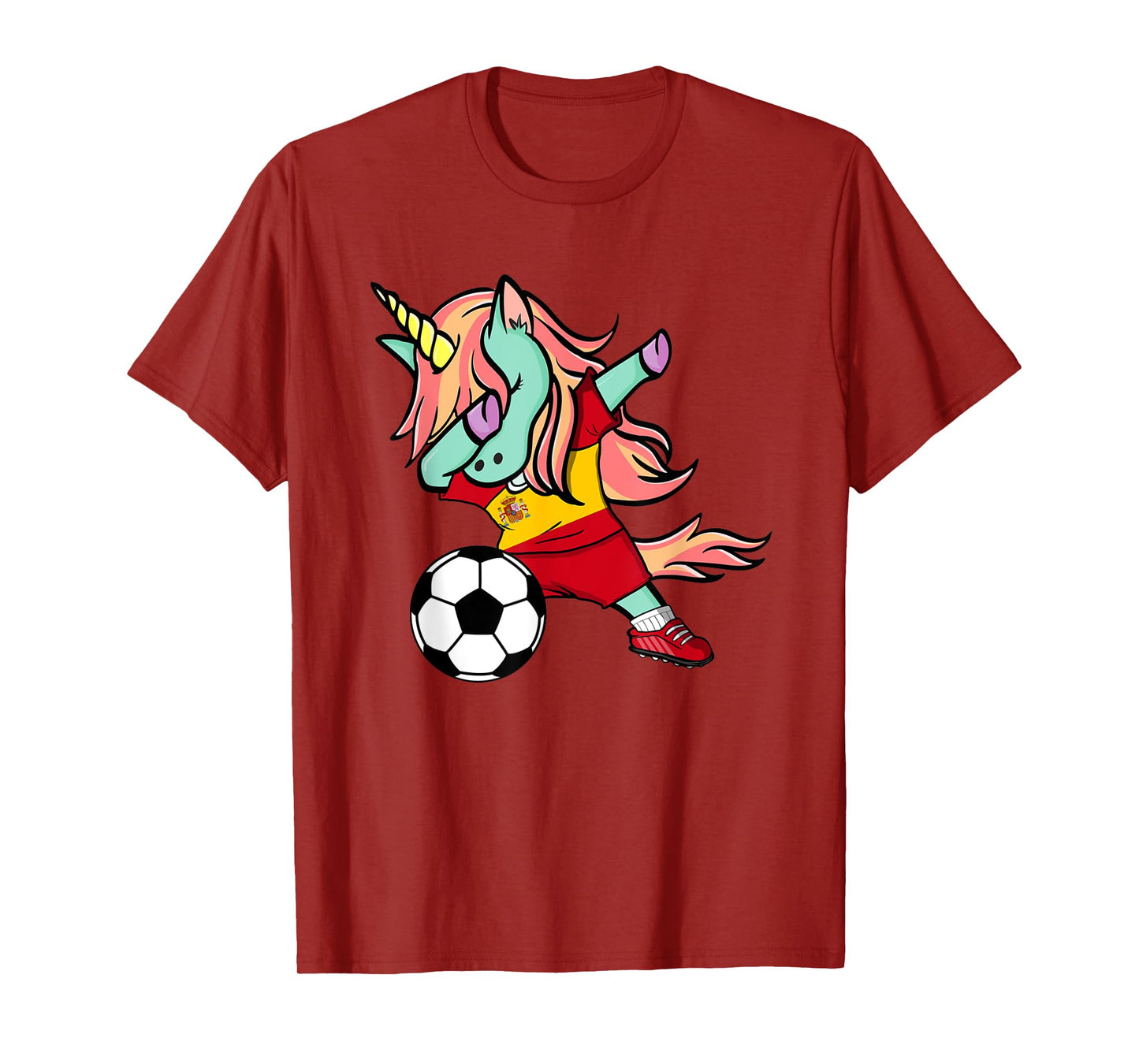 Dabbing Unicorn Soccer Spain Jersey Shirt Spanish Football T-Shirt