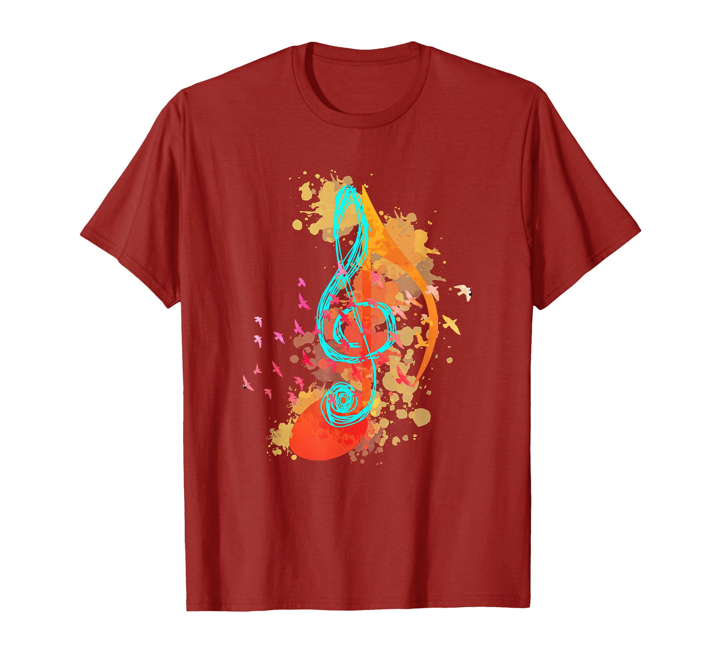 Colorful Treble Clef Music Theory Musician Teacher Birds T-Shirt