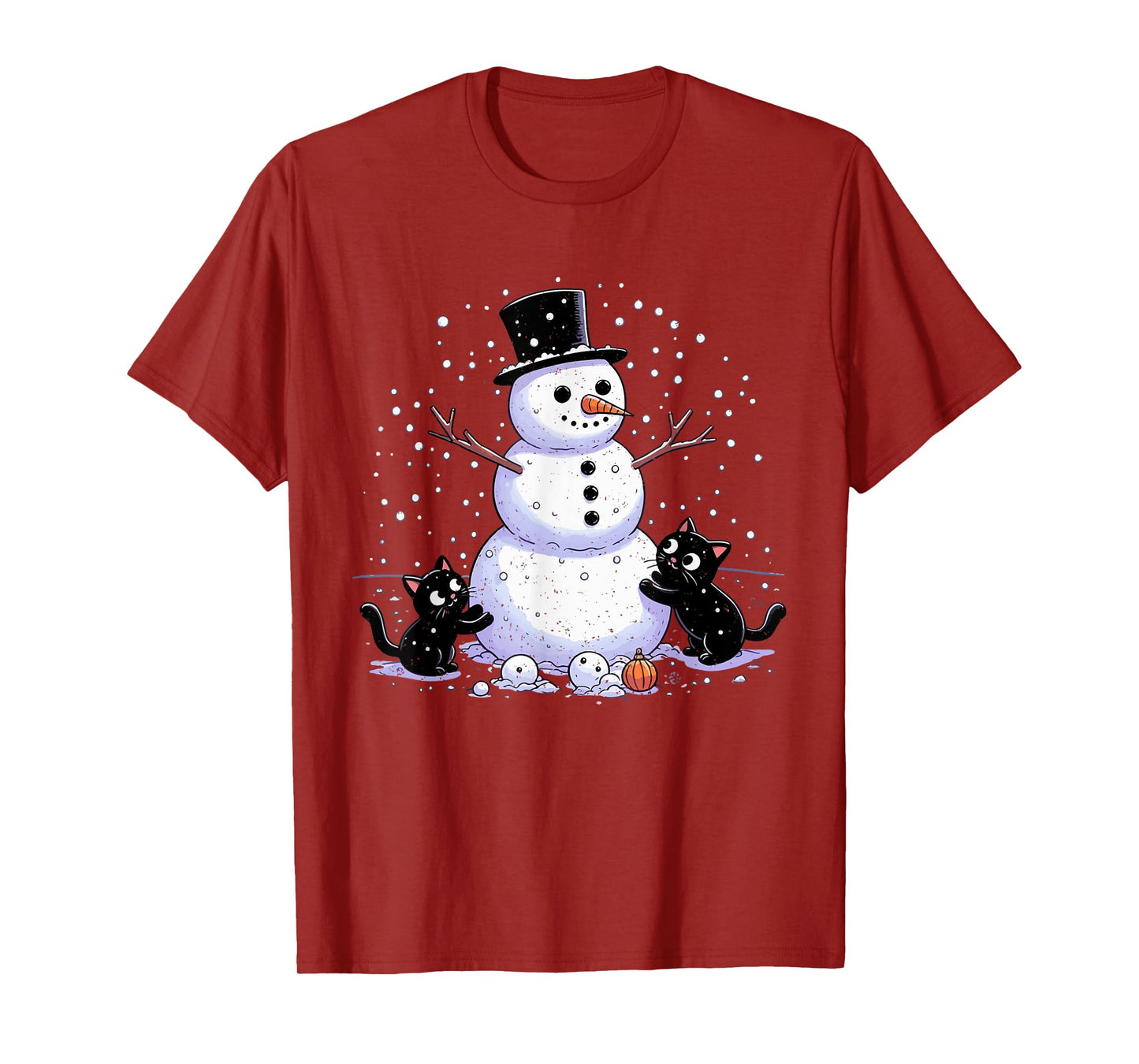 Snowman Cat Lover Christmas Kitten Lover Xmas Winter Holiday T-Shirt