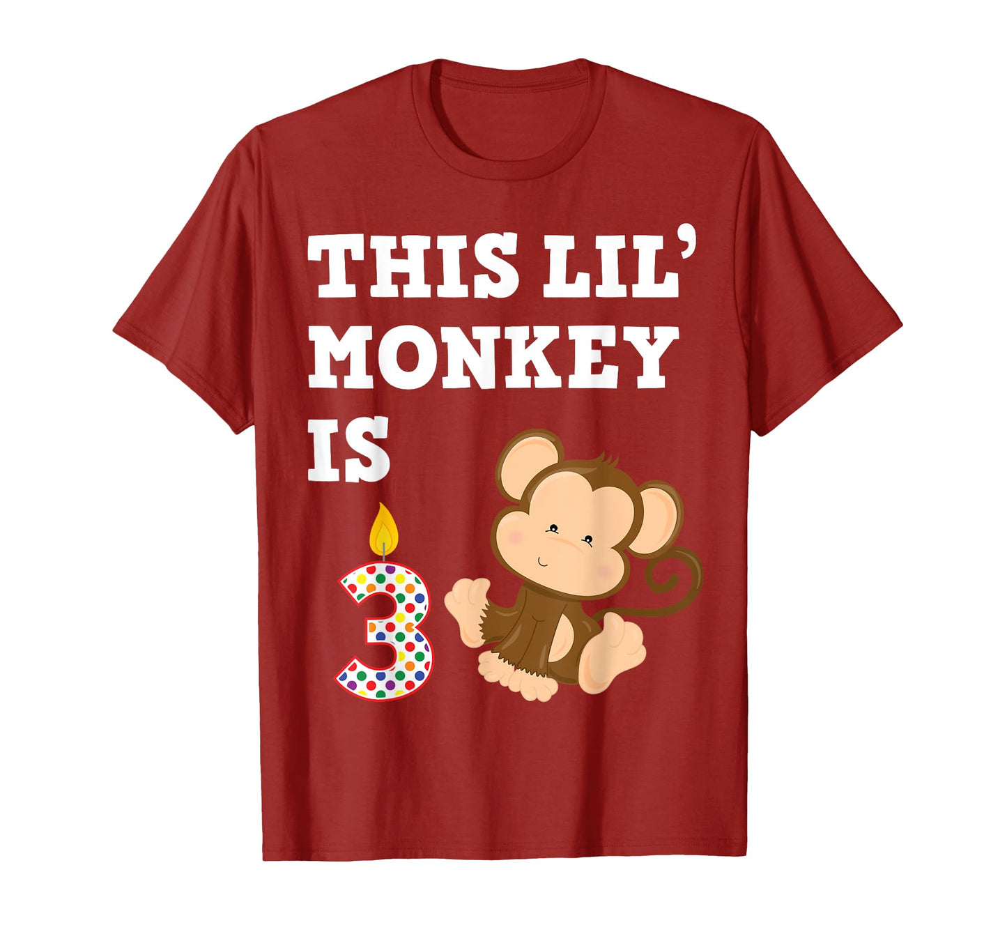 Cartoon Monkey Party Birthday 3 Year Old 3rd B-Day for Kids T-Shirt