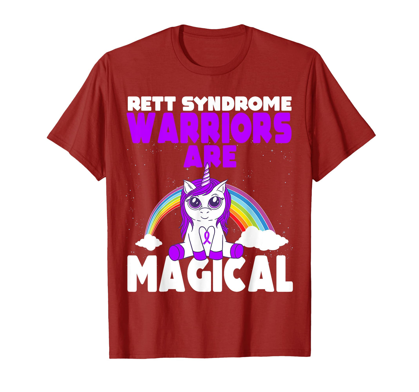 Rett Syndrome Awareness Purple Ribbon Cute Magical Unicorn T-Shirt