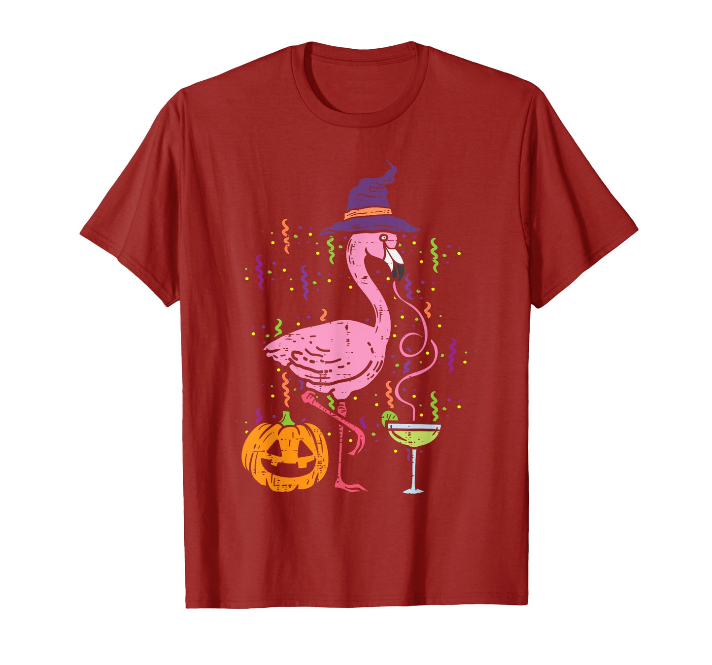 Flamingo Witch Happy Halloween Funny Costume Bird Women T-Shirt