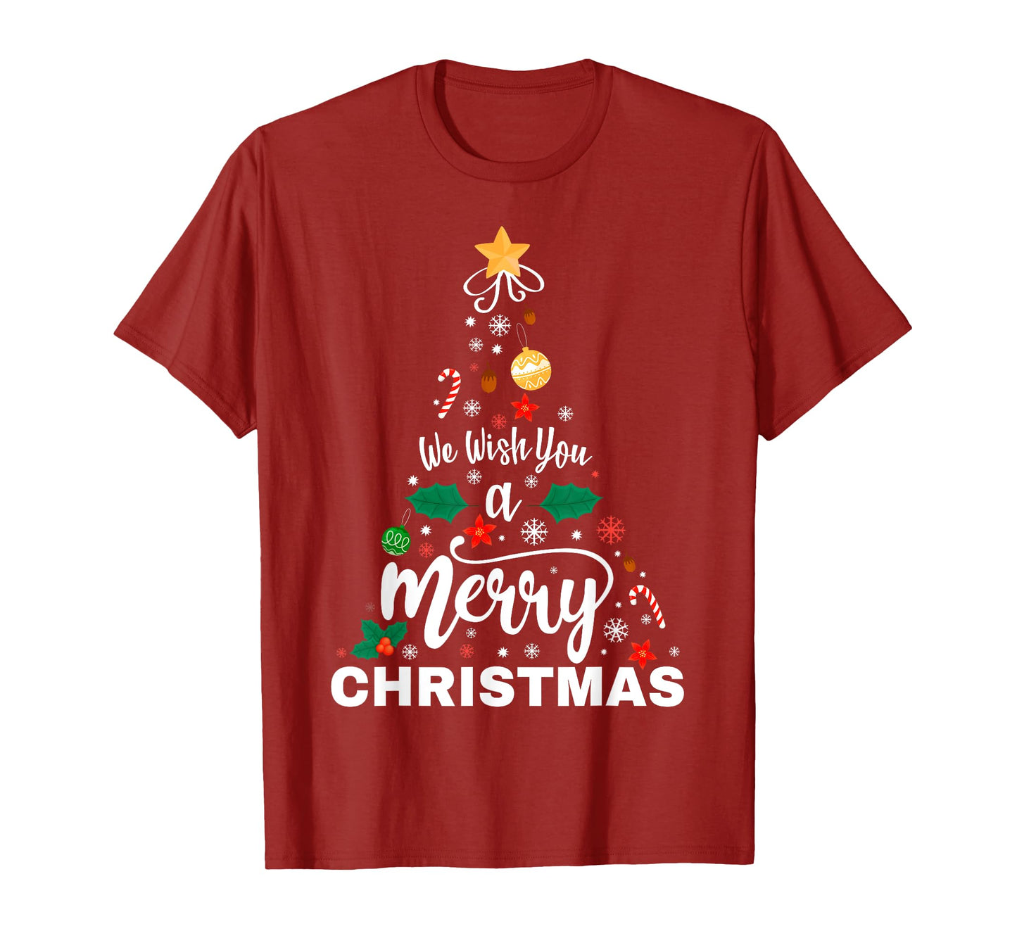 We Wish You Merry Christmas Vintage Xmas Tree Funny Holiday T-Shirt