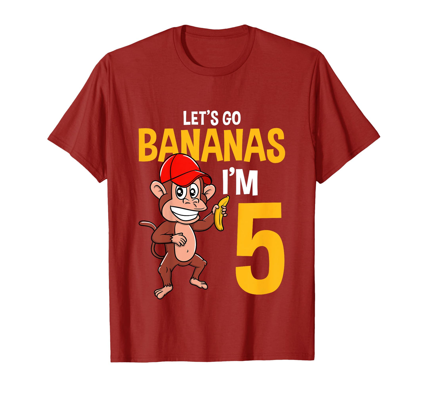 Lets Go Bananas 5th Birthday Monkey 5 Year Old Boy Girl T-Shirt