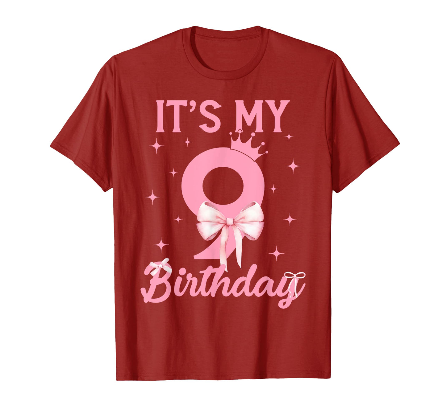 It's My 9th Birthday Girl Coquette Bow 9 Year Old Aesthetic T-Shirt
