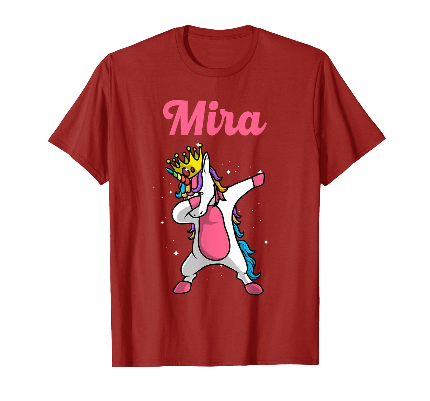 MIRA Name Personalized Birthday Dabbing Unicorn Queen T-Shirt
