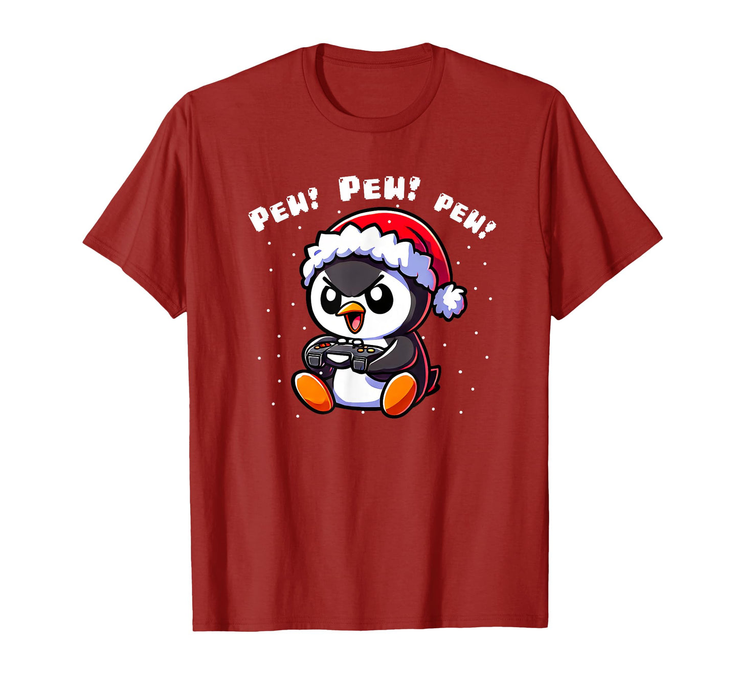 XmasByAxisone2024 Funny Penguin Gamer Pew Video Game Christmas Boys Kids T-Shirt
