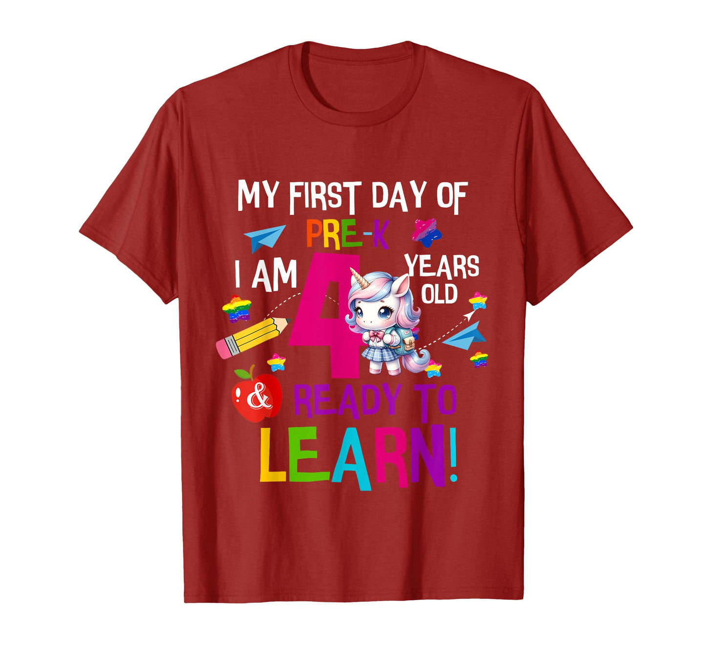 Cute My First Day Of Pre K I Am 4 Years Old Girls Kids Boys T-Shirt