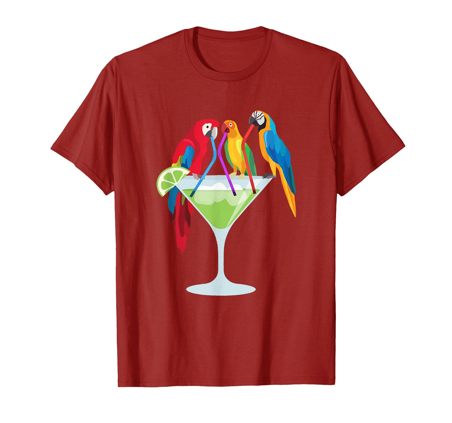 Parrots Drinking Margarita Tropical Vacation Hawaiian Birds T-Shirt