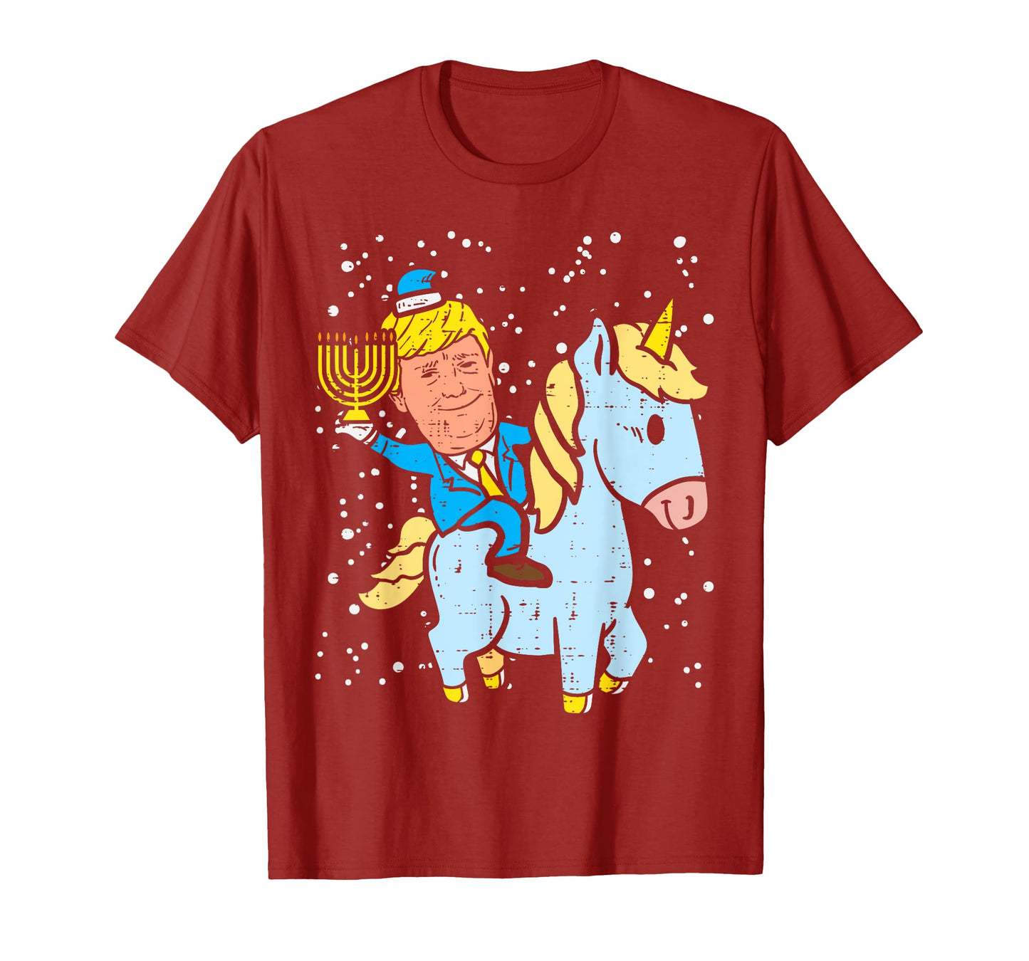 Trump Riding Unicorn Menorah Jewish Hanukkah Chanukah Gift T-Shirt
