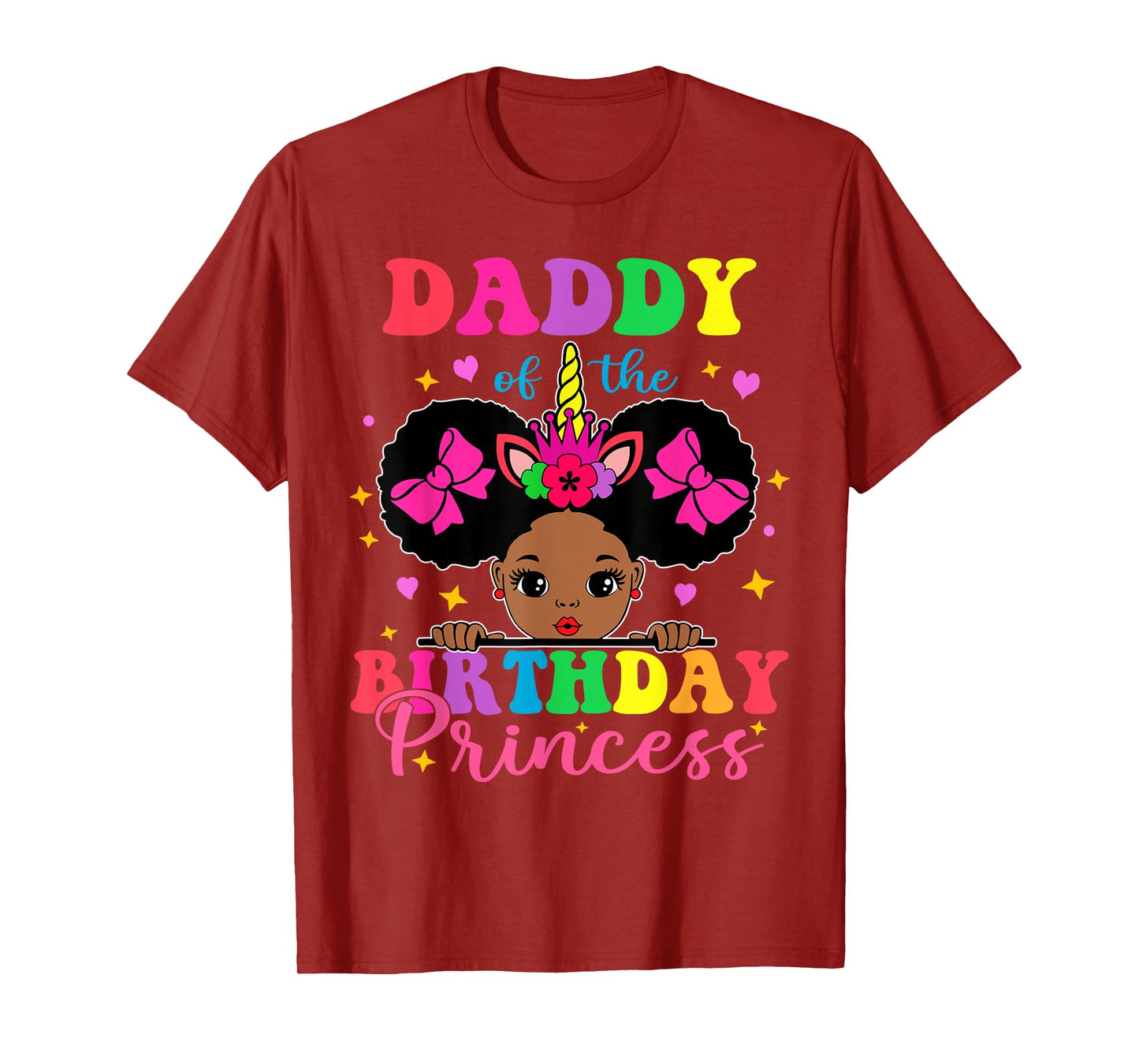 Daddy of The Birthday Girl Princess Afro Melanin Unicorn T-Shirt