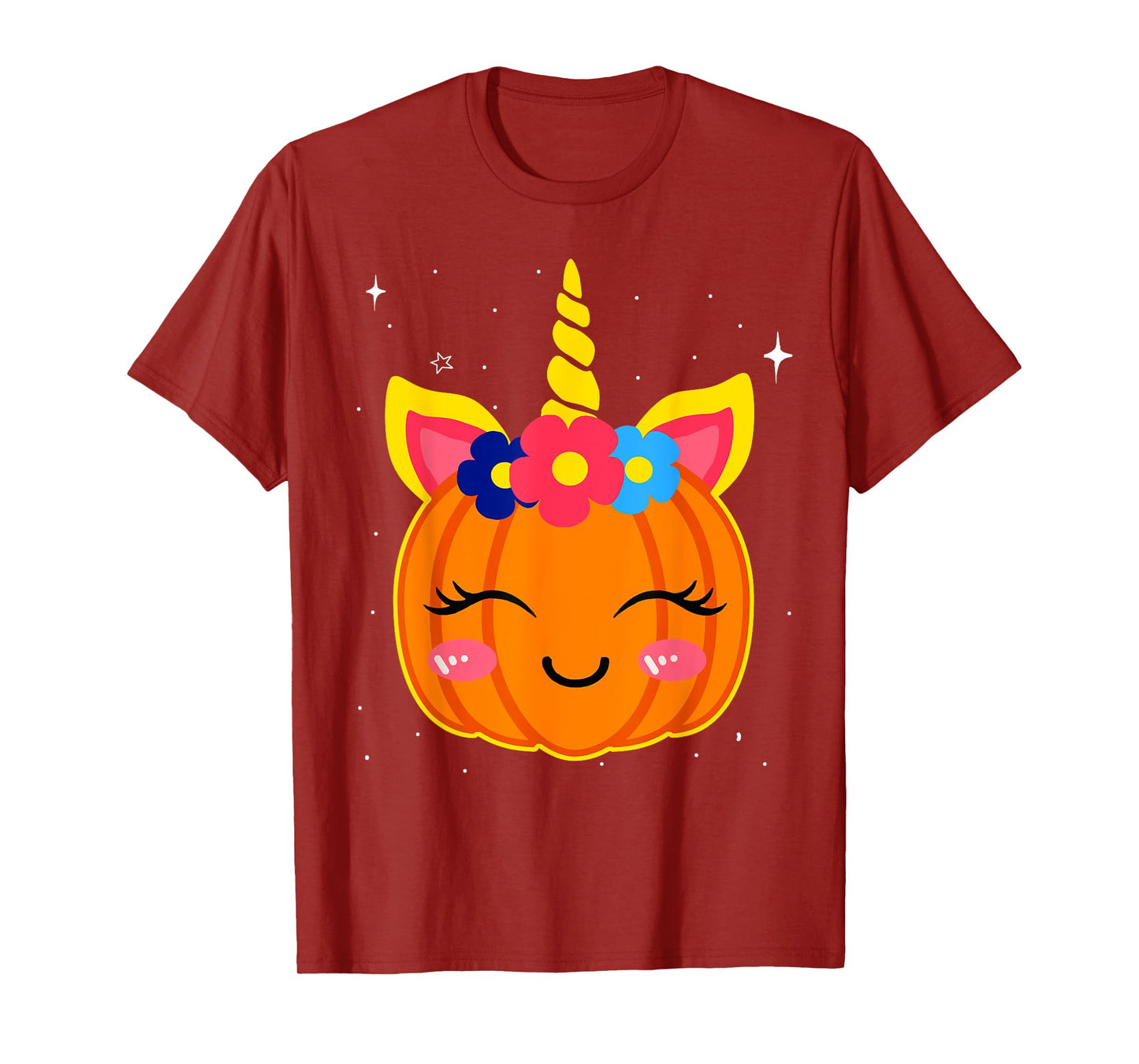Girls Funny Halloween Costume Cute Unicorn Pumpkin Kids T-Shirt