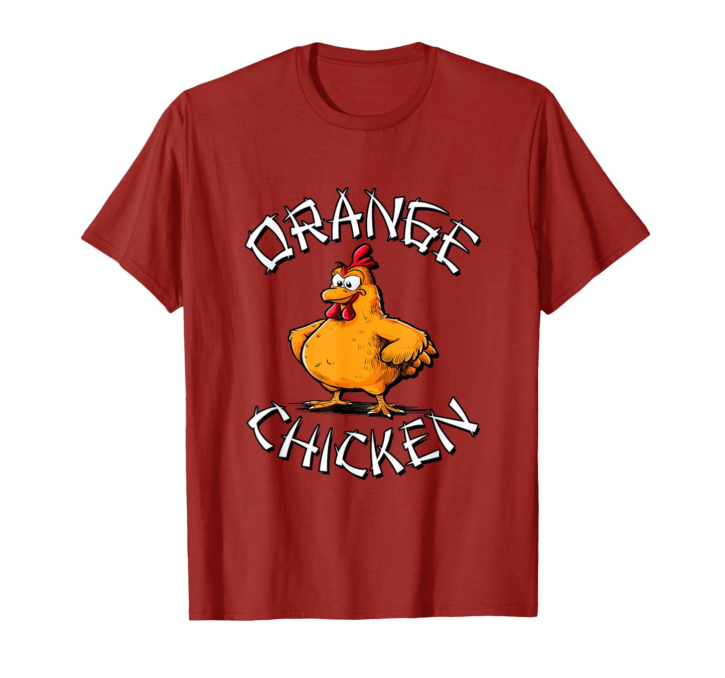 Redds Threads Orange Chicken Unisex-Adults T-Shirt Black Small Short Sleeve Classic Fit 100% Polyester Fun Cartoon Mandarin Collar Modern Unique Graphic Design