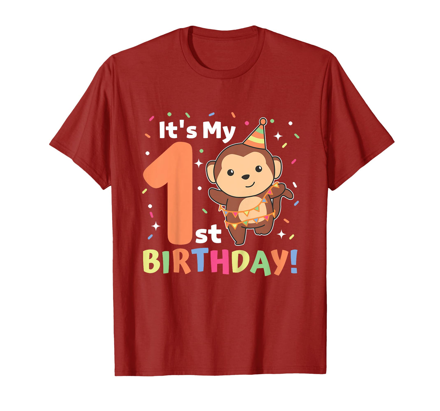 Monkey 1st Birthday For Kids One Year Old Monkey T-Shirt