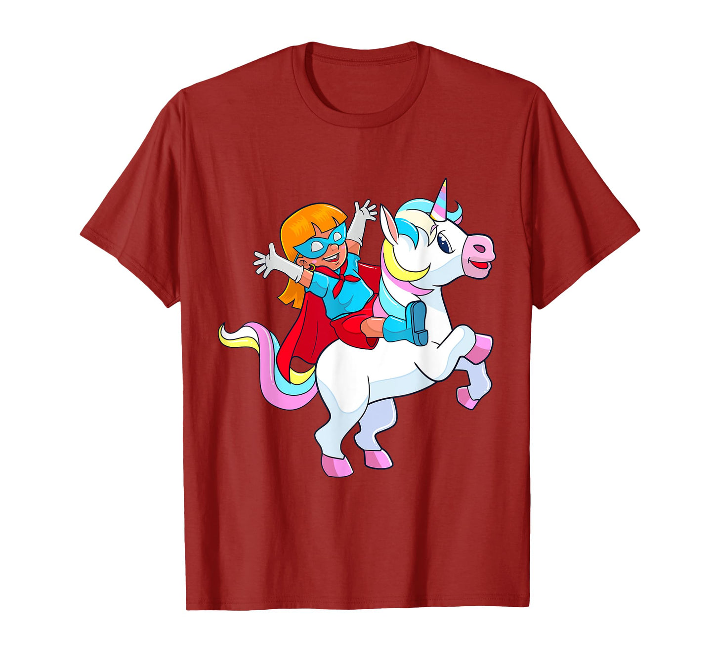 Superhero Birthday Girl Riding Unicorn Funny Kids Toddlers T-Shirt
