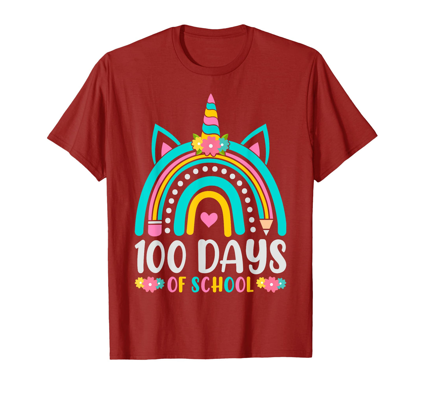 100 Days Smarter Rainbow Unicorn Girls 100th Day of School T-Shirt