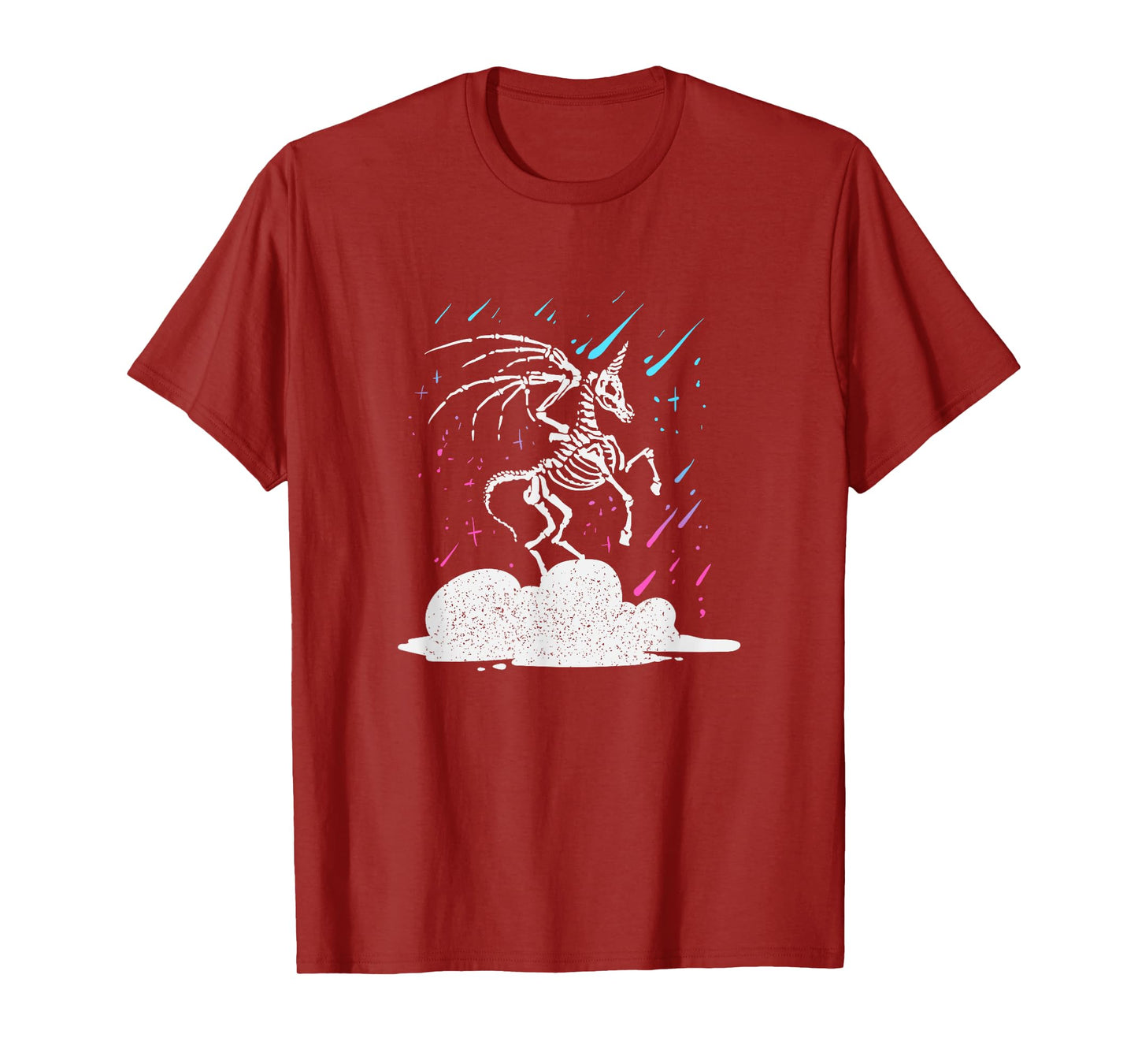 Dead Unicorn Skeleton Rainbow Artwork T-Shirt