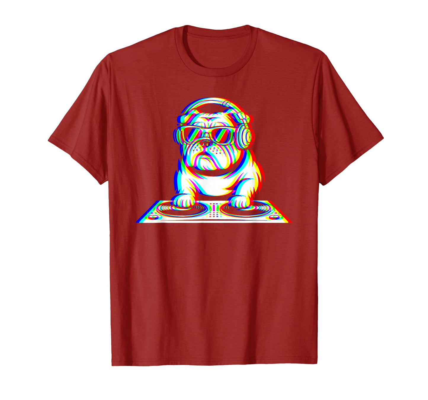 Funny English Bulldog DJ Glitch Rave EDM Music Party T-Shirt