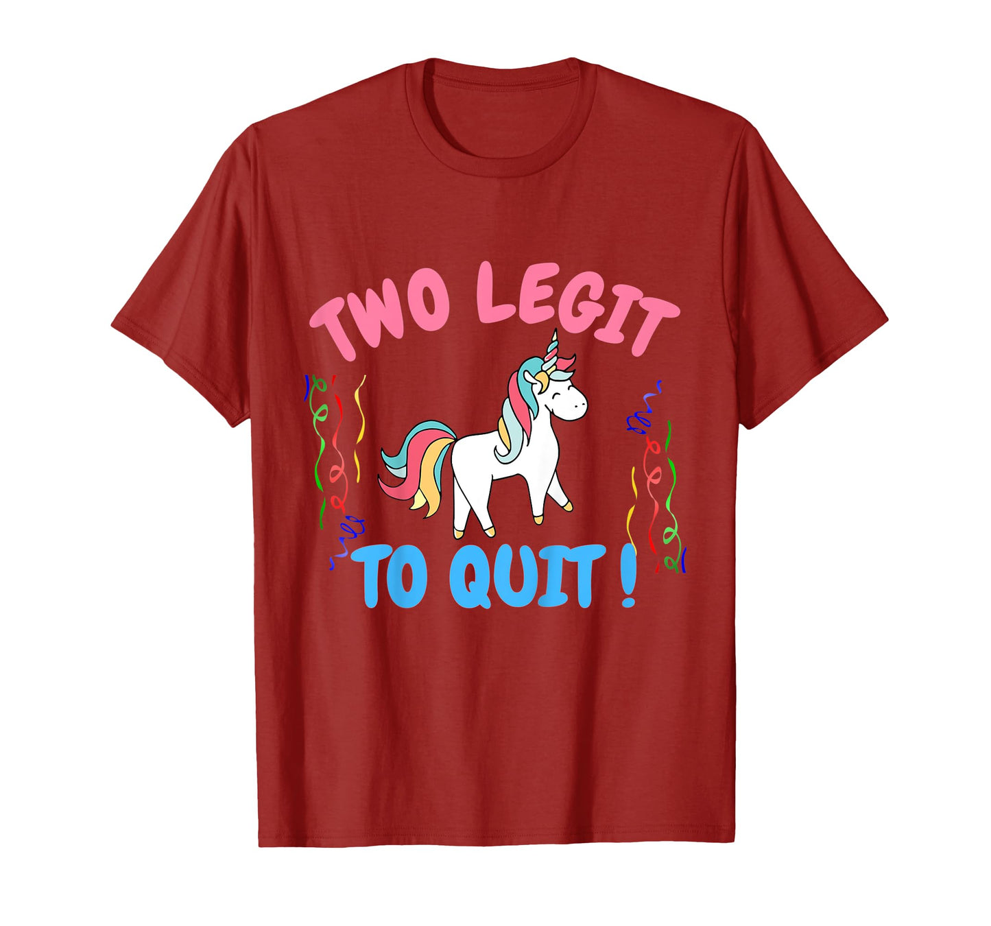 Kids Two Legit To Quit Funny 2nd Birthday Gift Unicorn T-Shirt