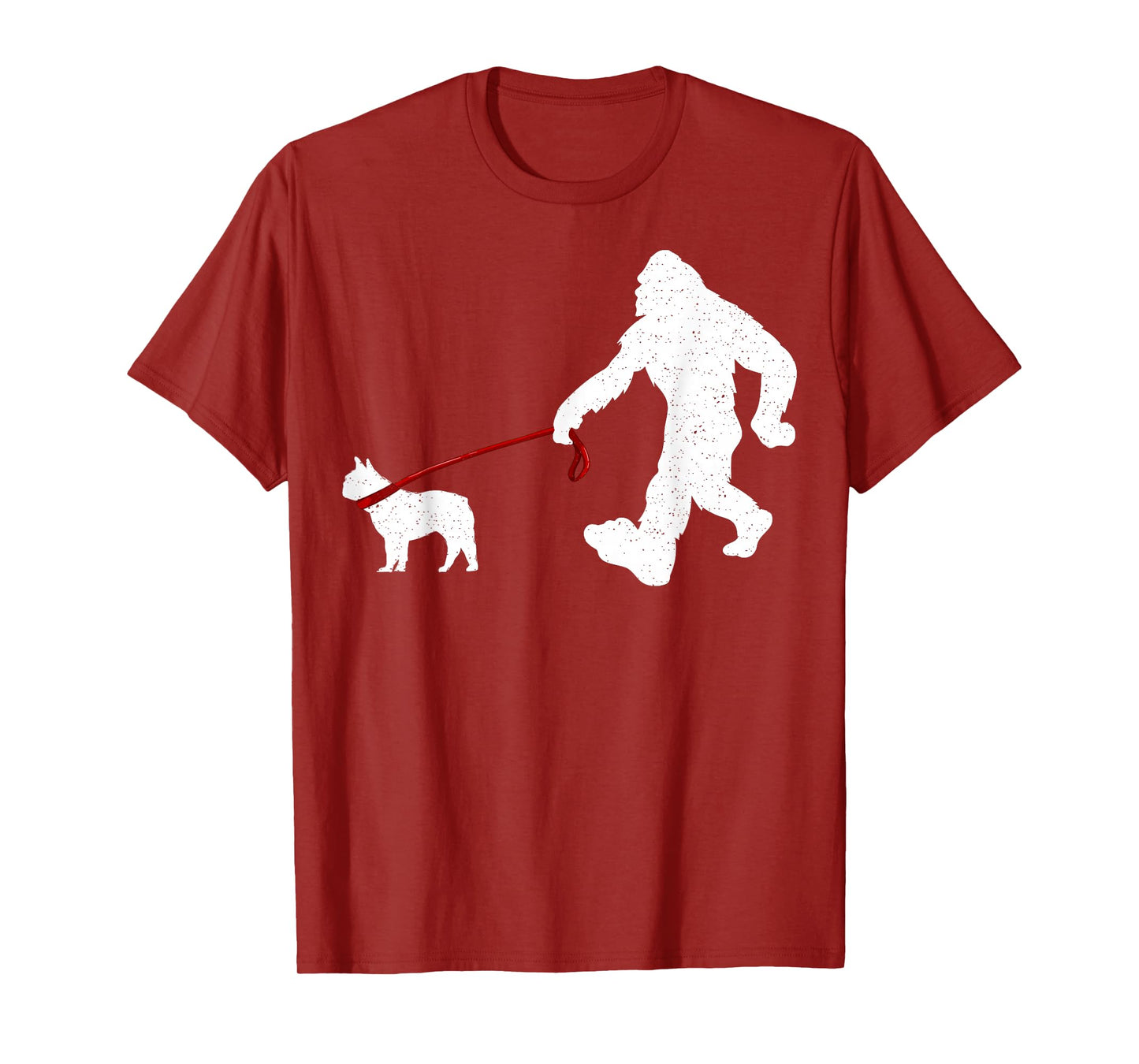 Funny Bigfoot Walking With French Bulldog Dog Lover Bigfoot T-Shirt
