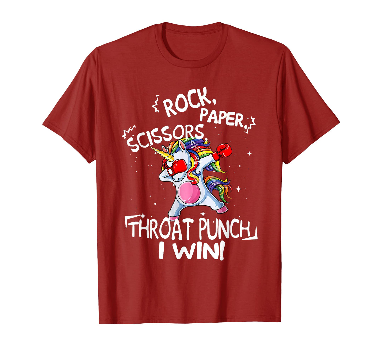 Rock Paper Scissors Throat Punch I win Unicorn Boxing T-Shirt