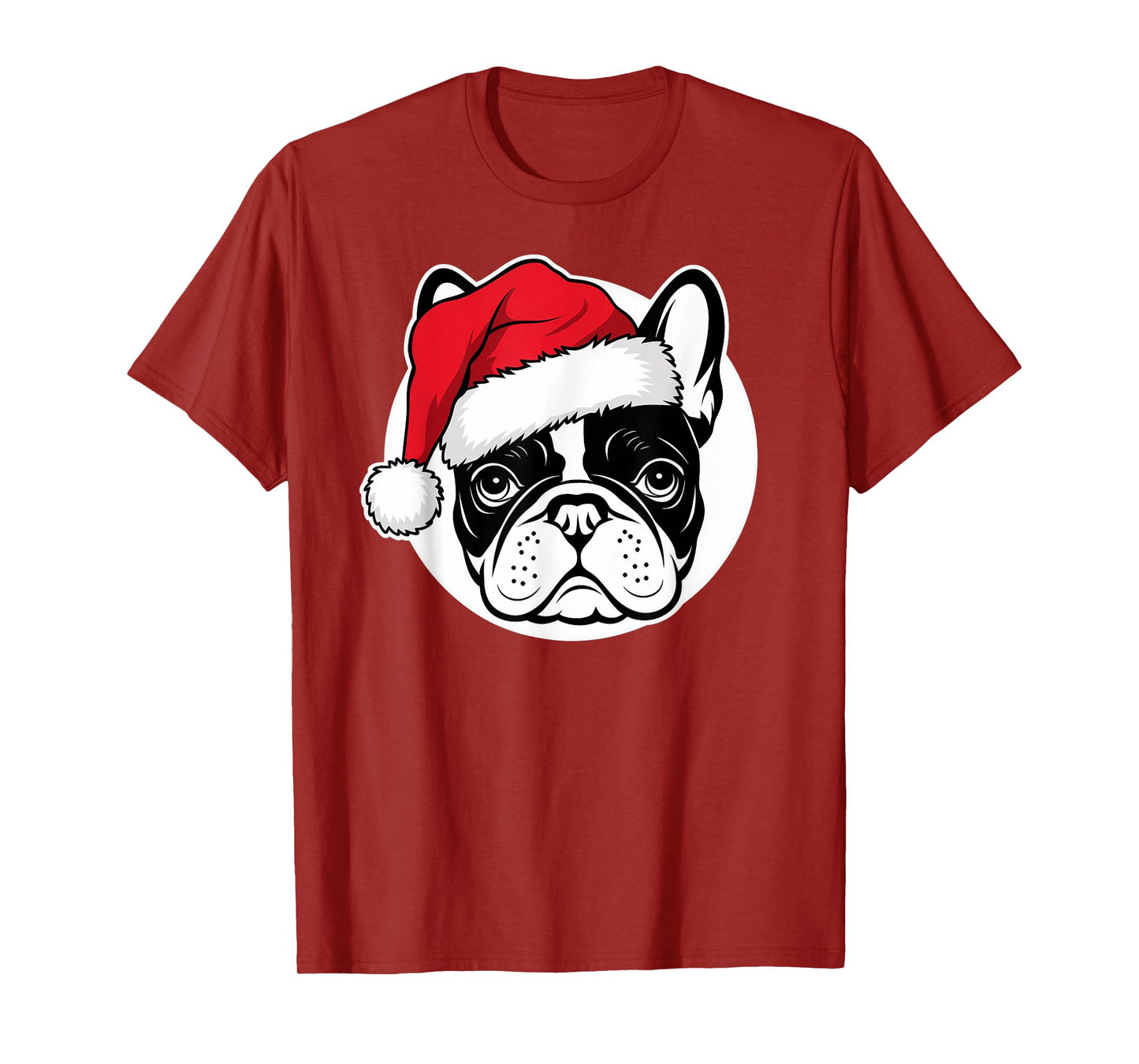 Joyful Frenchie Santa Dog on French Bulldog Christmas T-Shirt