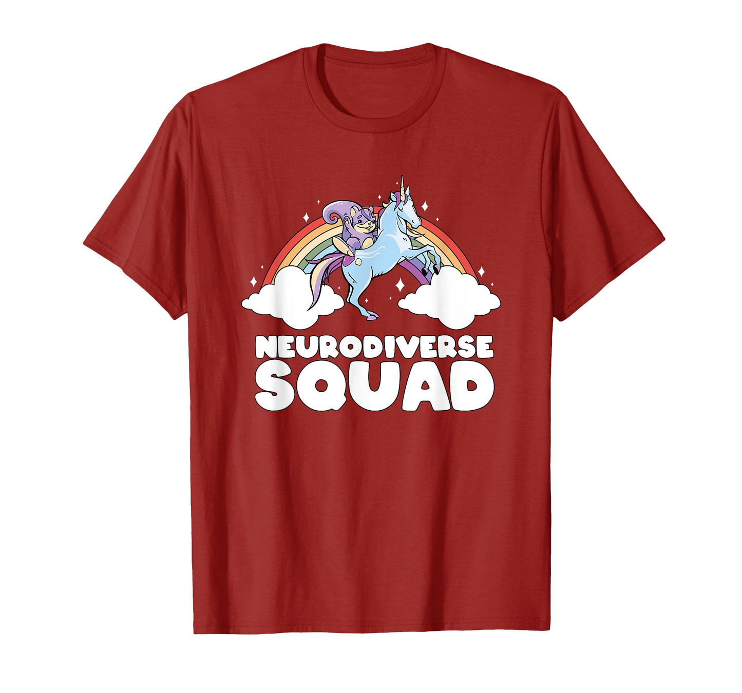 Neurodiverse Squad ADHD Squirrel Unicorn Rainbow Autism T-Shirt