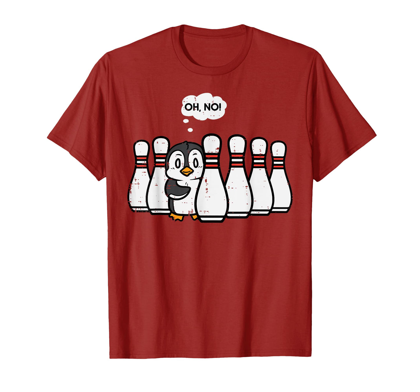 Penguin Bowling Pins Oh No Funny Bowler Player Men Women Kid T-Shirt
