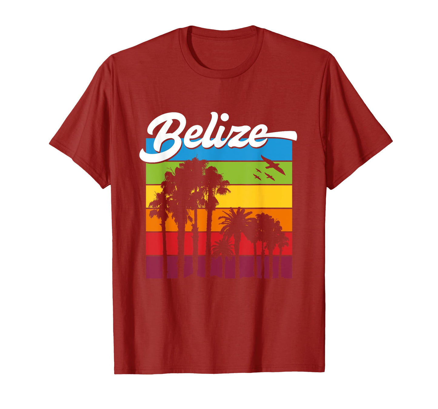 Rainbow Belize Souvenir T-Shirt Palm Trees Tropical Vacation