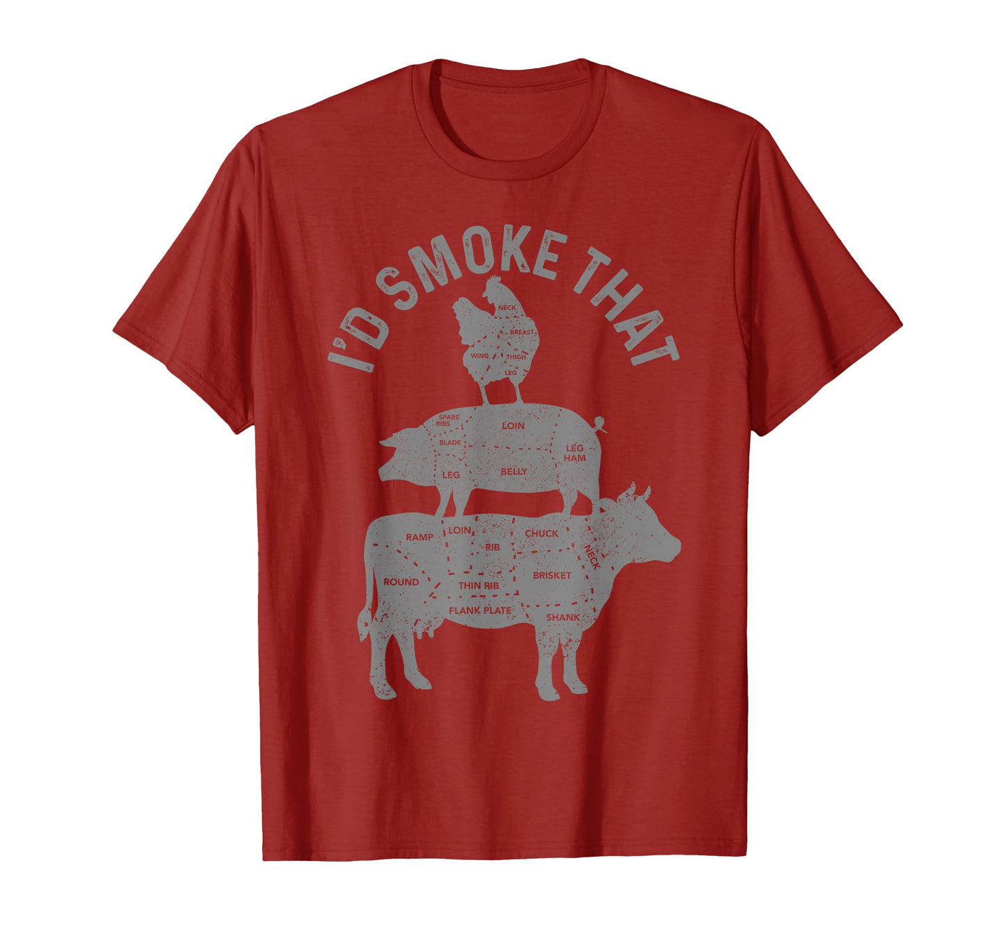 Chef Butcher BBQ I'd Smoke That Pork Beef Funny Father's Day T-Shirt