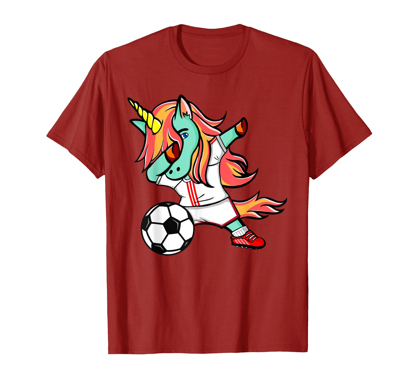 Dabbing Unicorn Soccer On White Red Sport Football Jersey T-Shirt