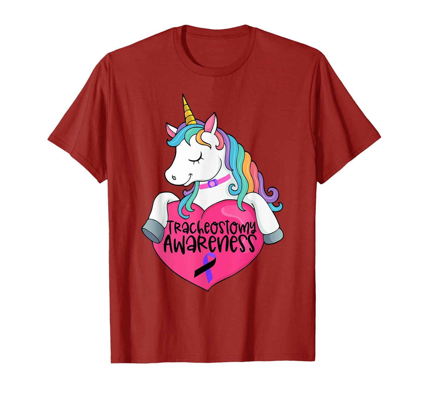Tracheostomy Awareness Trach Heart Unicorn T-Shirt