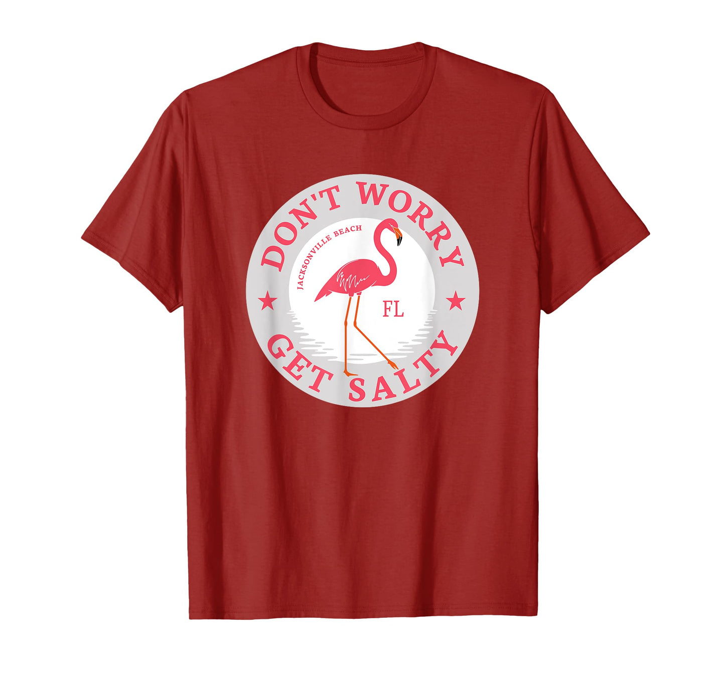Don't Worry Get Salty Jacksonville Beach, FL Summer Flamingo T-Shirt