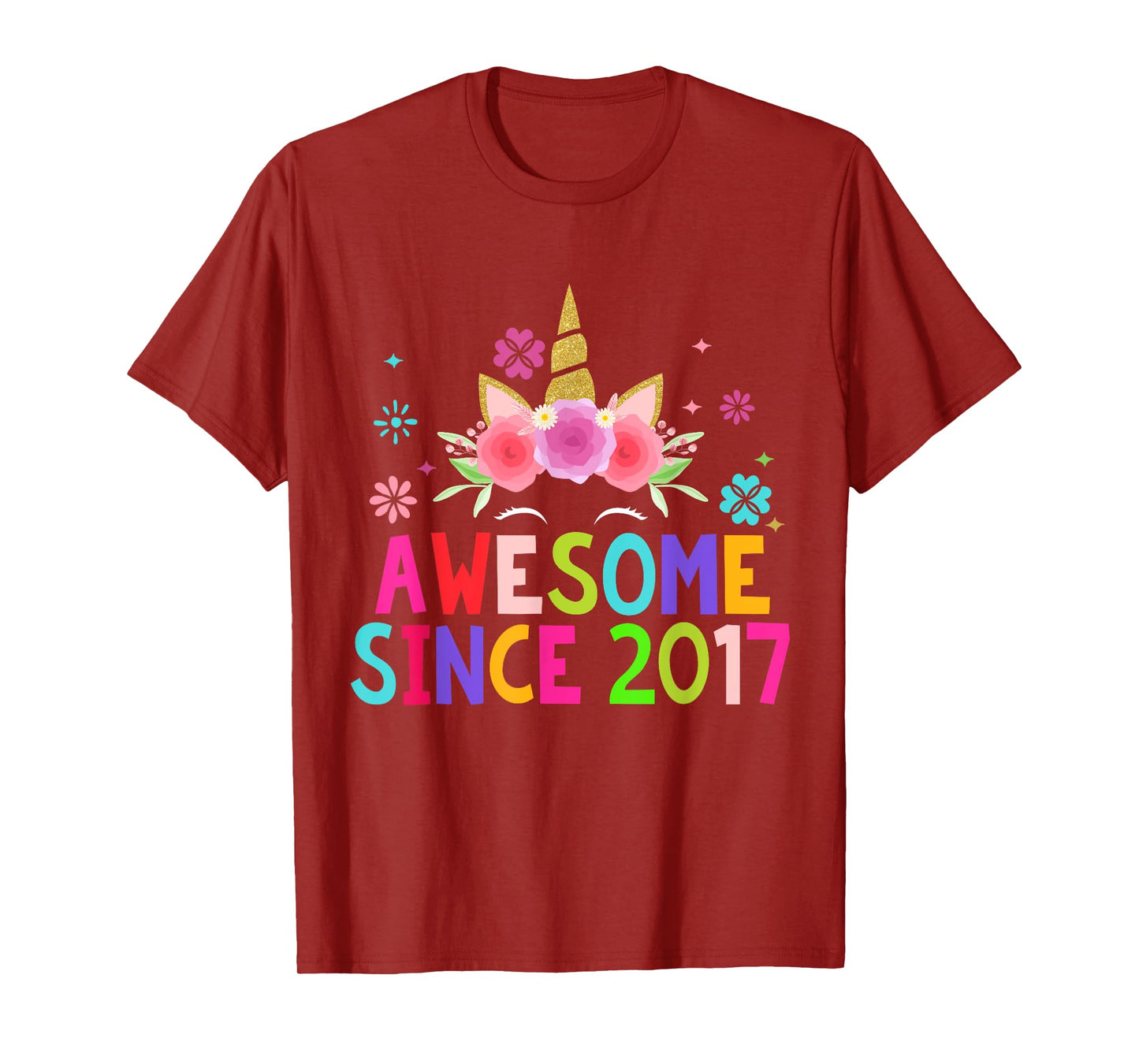 3rd Birthday Unicorn 3 Years Old Girl Awesome Since 2017 T-Shirt