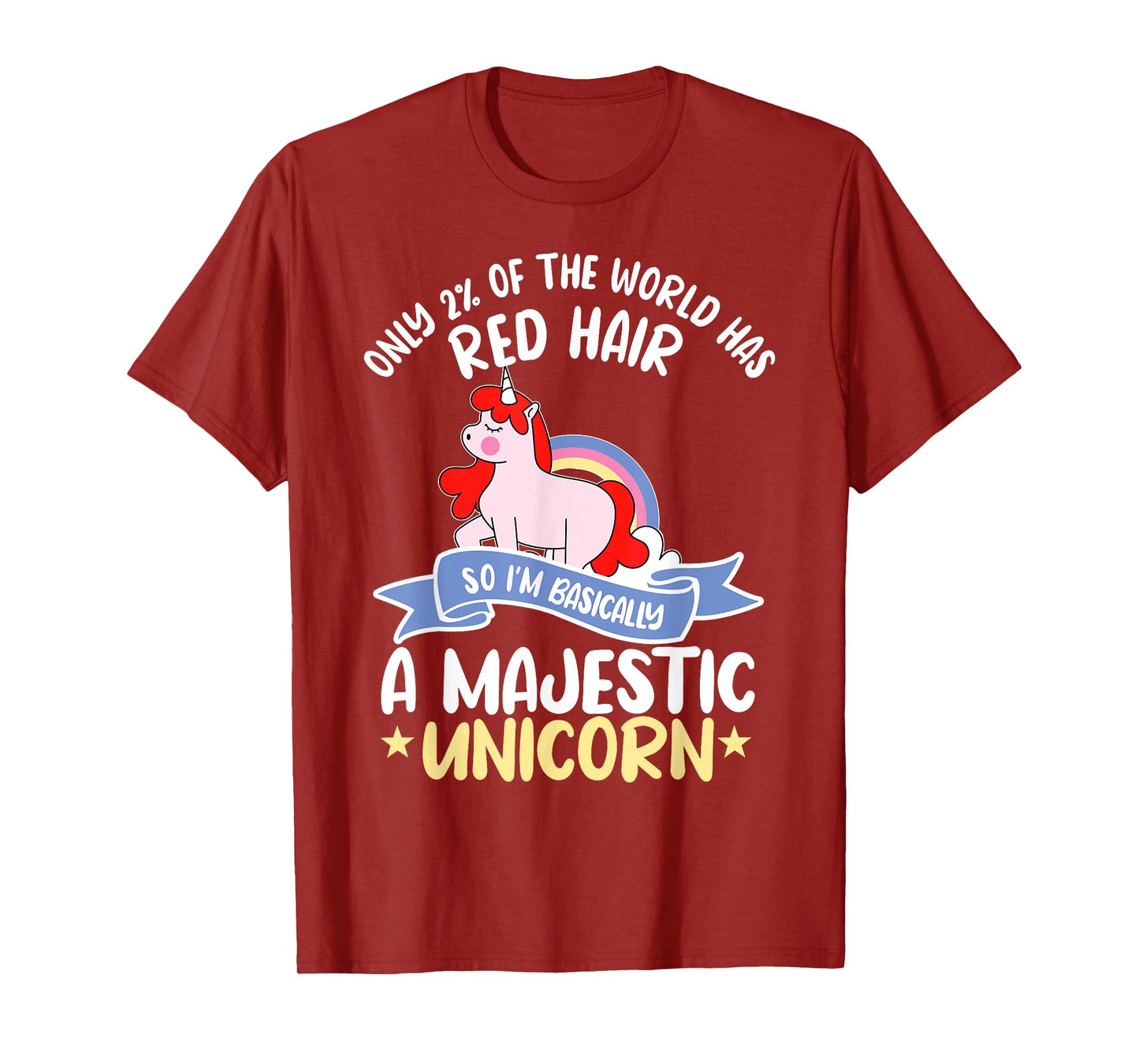 Only 2% Of The World Has Red Hair Unicorn Ginger Redhead T-Shirt