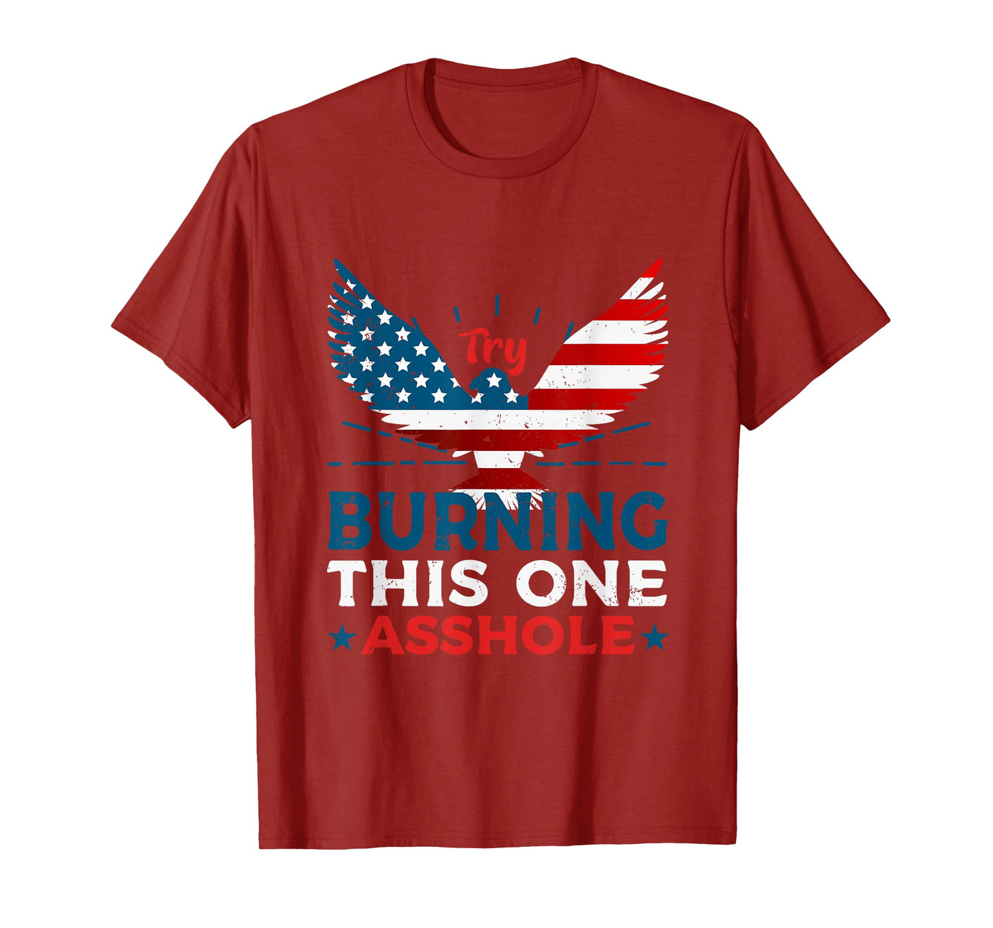 Try Burning This One Asshole Vintage American Flag Eagle Women Men T-Shirt