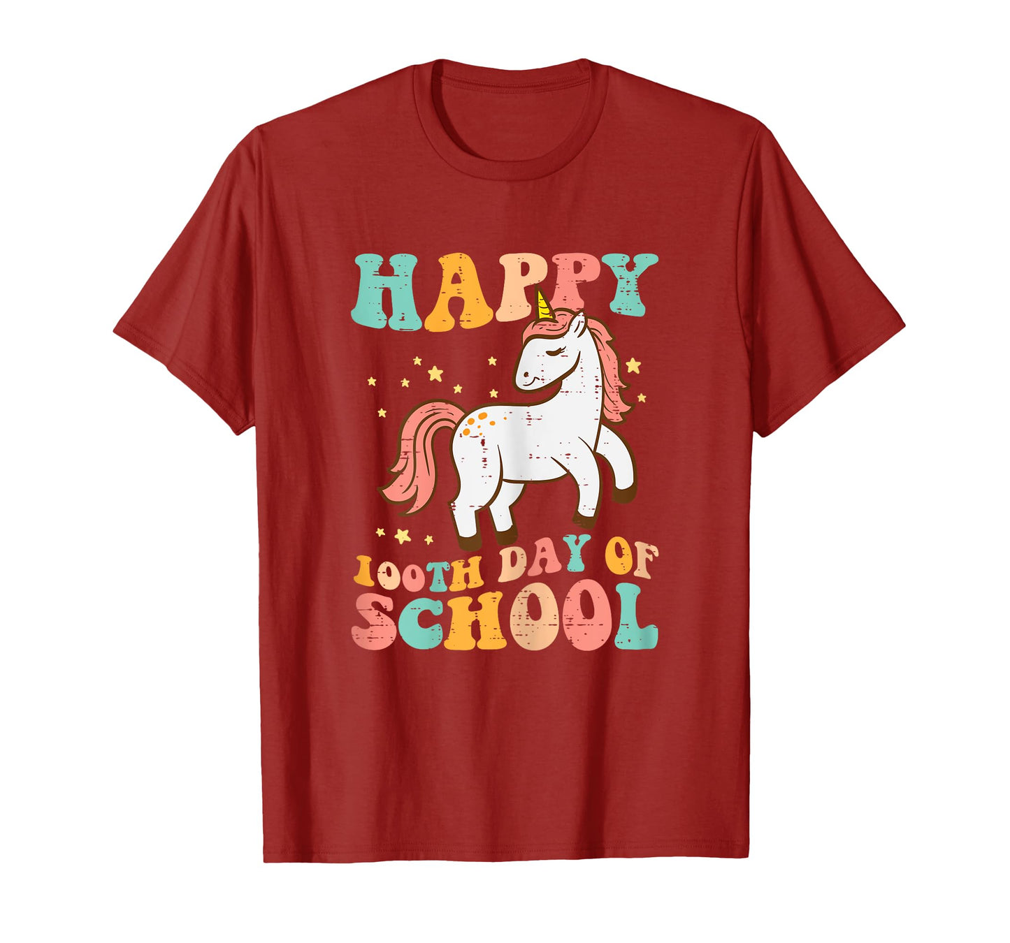 Happy 100th Day School Unicorn Retro 100th Day Women Girls T-Shirt