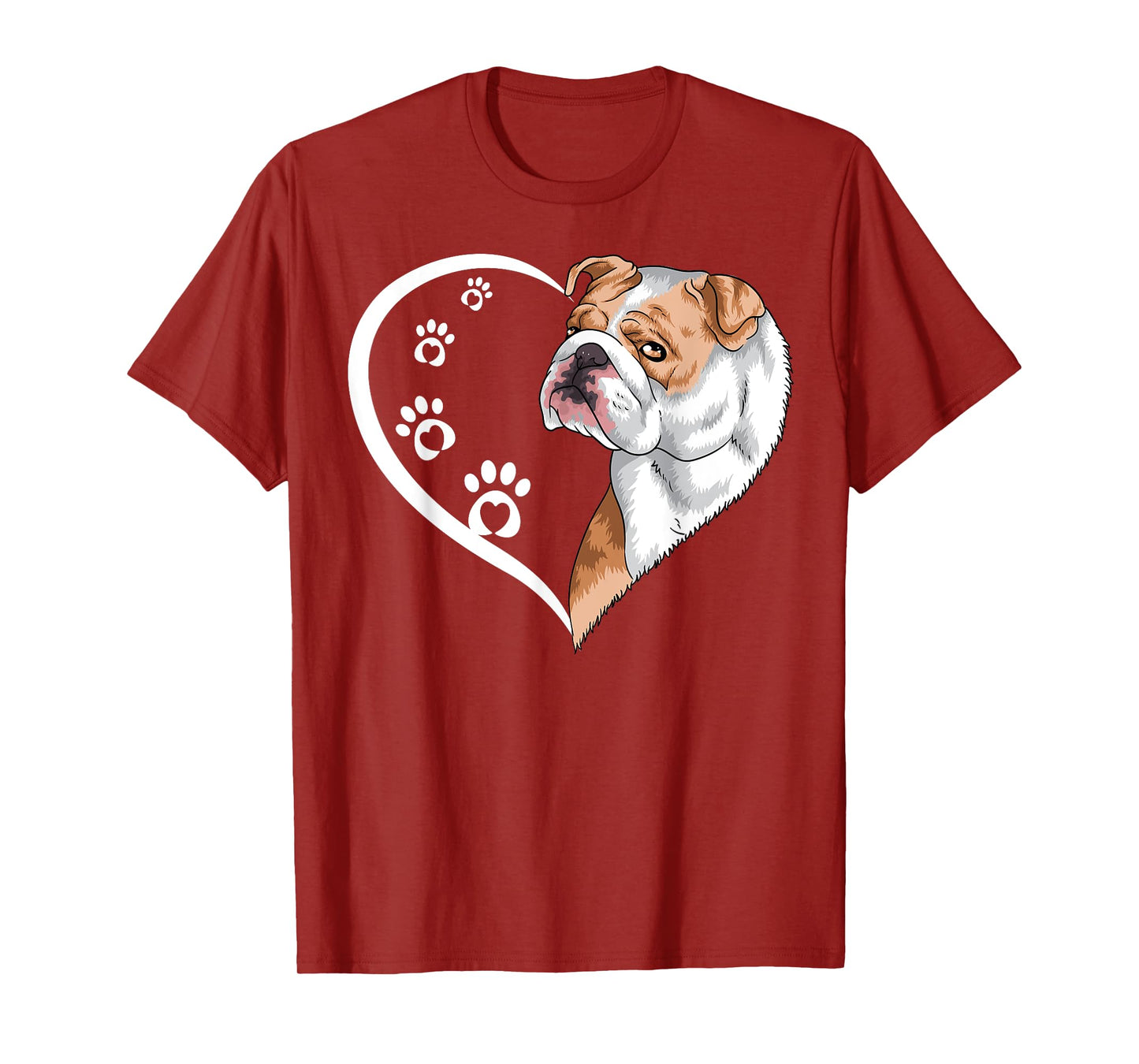 English Bulldog Shirts For Women Girls Kids Heart Cute T-Shirt